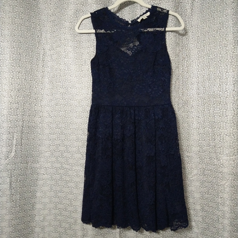 Francesca's Lace Navy Blue Dress